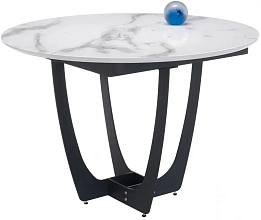 Стол обеденный стеклянный Венера белый мрамор / графит