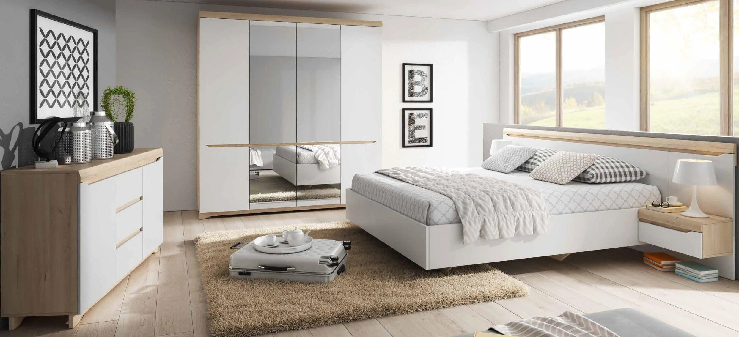 белая корпусная мебель для спальни