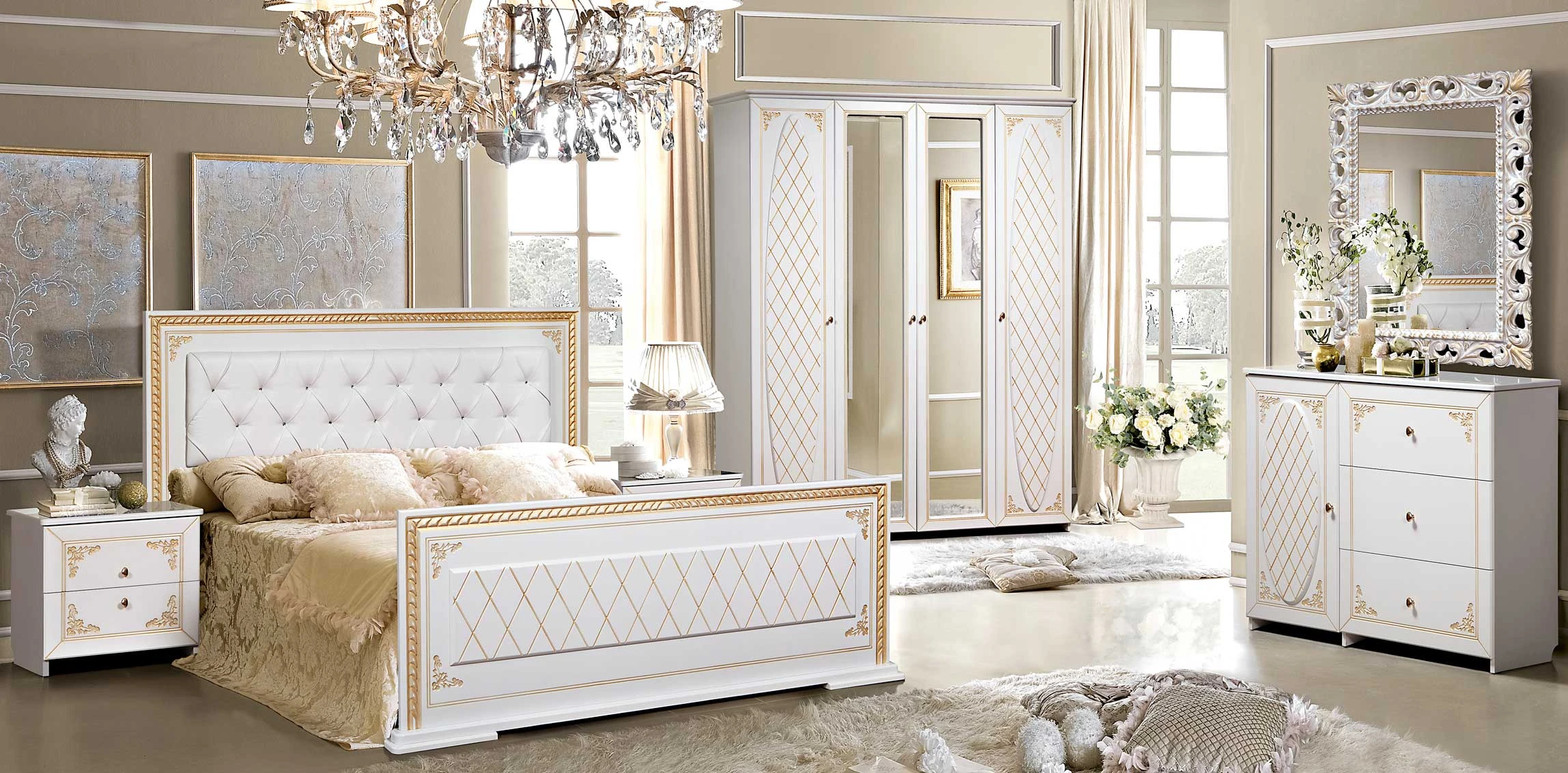белый набор мебели в спальню