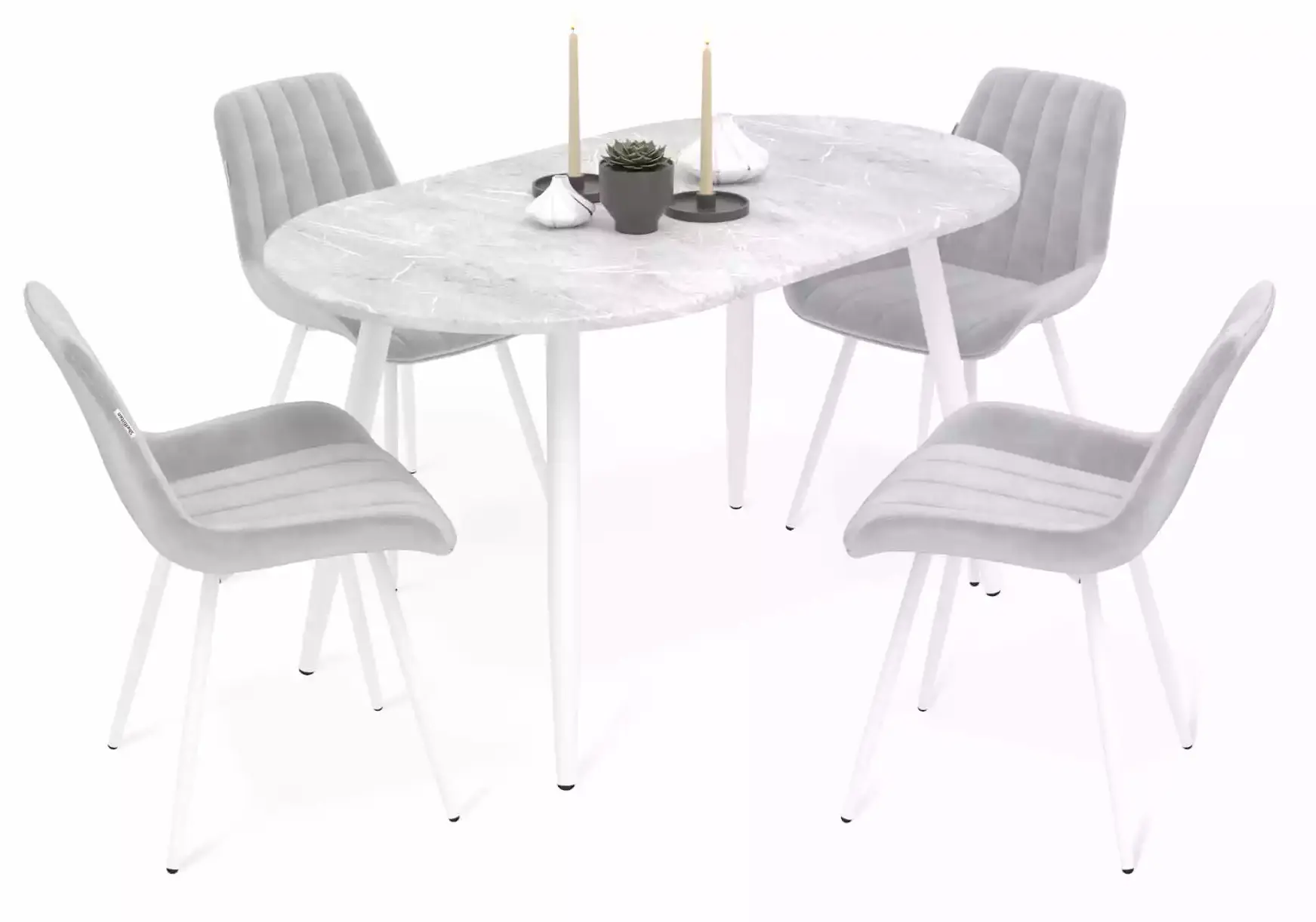Обеденная группа стол гамбург стекло и 4 стула чинзано белый