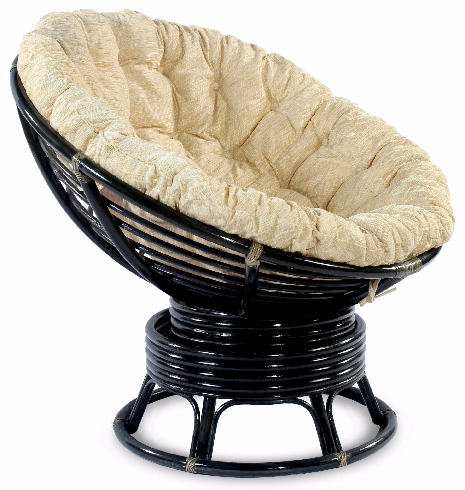 кресло круглое плетеное с мягкой