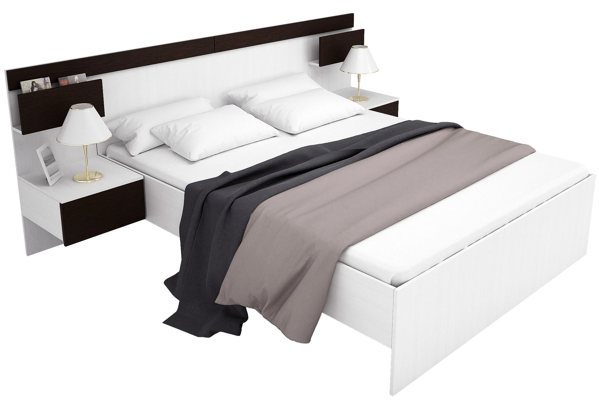 Кровать Адрио с прикроватными тумбами стиль