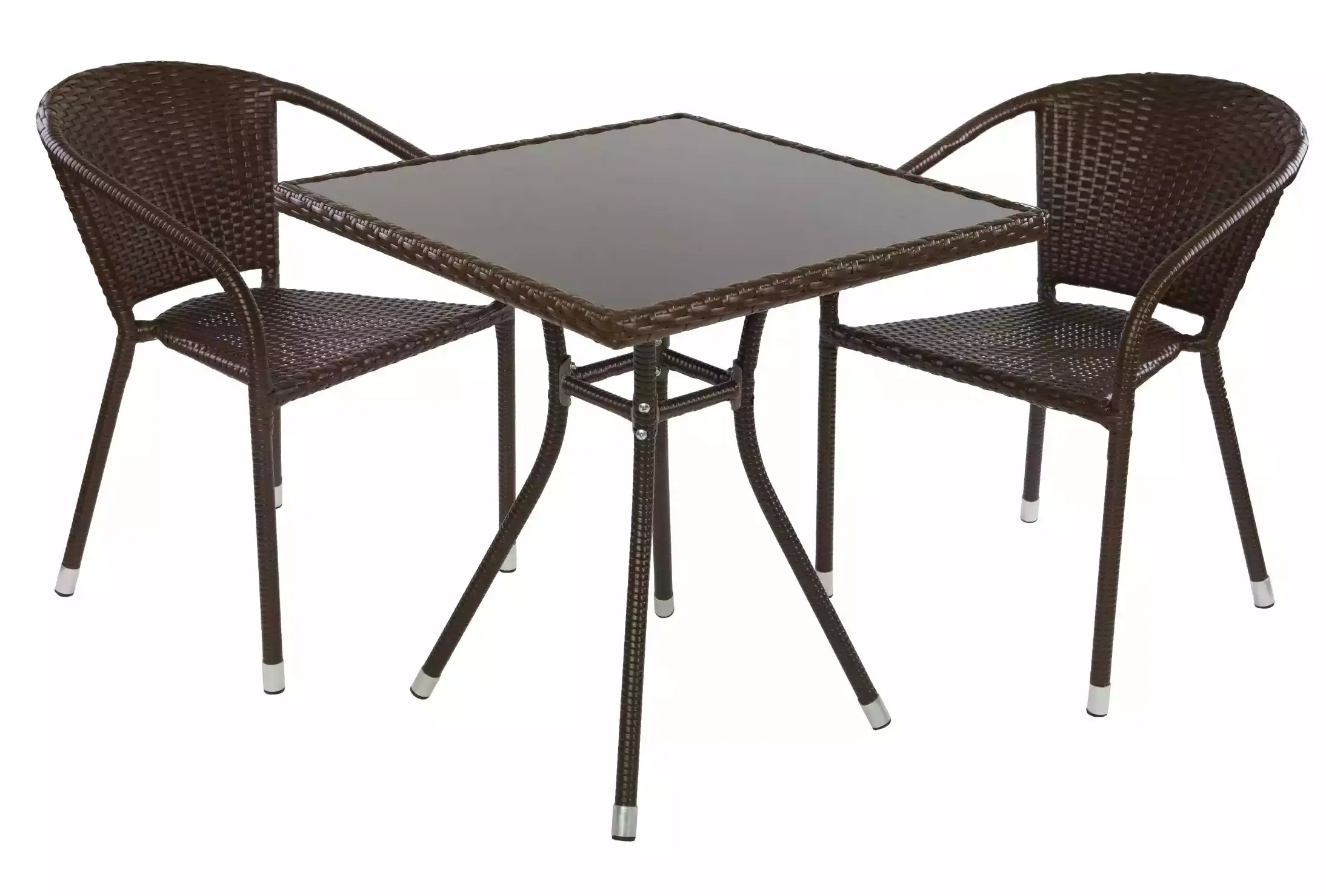 Столик и два стула из искусственного ротанга кофейного цвета