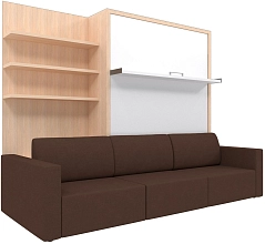 Шкаф-кровать трансформер Смарт с диваном и полкой oak/brown