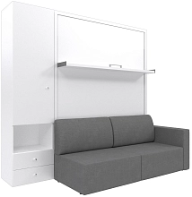 Шкаф-кровать трансформер Смарт с диваном и шкафом white/grey