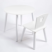 Комплект детский стол со стулом КОРОНА ROLTI Baby (белая столешница/белое сиденье/белые ножки)