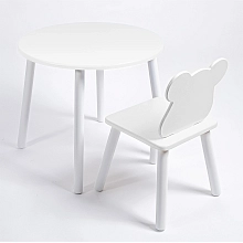 Комплект детский стол со стулом МИШКА ROLTI Baby (белая столешница/белое сиденье/белые ножки)