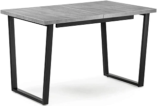 Стол обеденный раскладной Лота Лофт 120 25 мм черный матовый / бетон