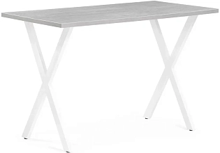 Стол обеденный Алеста Лофт 120 25 мм бетон / белый матовый
