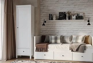 Шкаф-пенал 11 Кантри однодверный массив белый Икеа (IKEA)